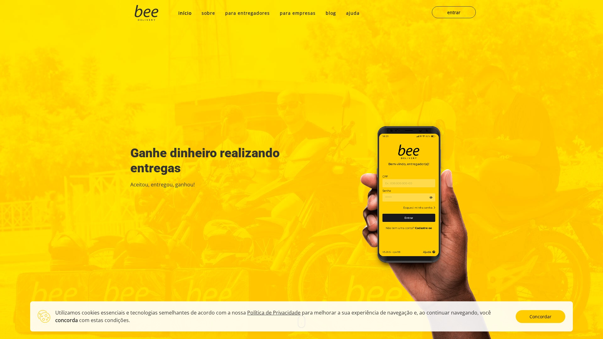 Preview do site Bee Delivery